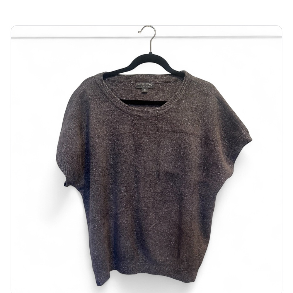 Barefoot Dreams Short Sleeve Pullover Top - Charcoal Gray